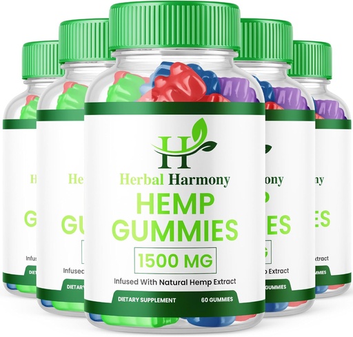 [BRSRAZLQBB7AOEQY] (5 Pack) Herbal Harmony Hemp Gummies - Official Formel - Herbal Harmony Gummies Maksimal ydeevne Hemp Blend Ekstra Styrke, Great Smag 25mg Per Gummy, 1500mg Per flaske Ny 2024 (300 Gummies)