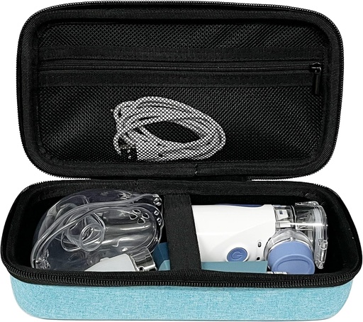 [BRSROZIQDECQE33A] Hard Travel Case Bag Compatible with Portable Handheld Inhaler Nebulizer Machine for Adults and Kids (Case Only) (Light Blue)