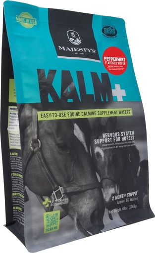 [BRSWGBA2OF4G22Q7] Majesty's KALM+ Wafers- Horse/Equine Balanced Behavior and Normal Nervous System Function Support Supplement (Peppermint, 60 Count)