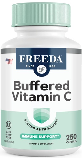 [BRSWGCT5PMFQKCD4] FREEDA Vitamin C - Buffered Vitamin C 500mg - Kosher - Powerful Antioxidant Immune Support - Sensitive Stomach Vitamins C Capsules Calcium Ascorbate - Vitamin C 500 mg - VIT C Supplement (250 Count)