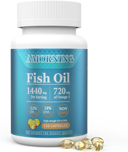 [BRSROCACCR7BEYDJ] Fish-Oil Omega3-EPA DHA-Supplement Burpless-Softgels - 120Capsules 1440 mg per Serving Mini Size Healthy Heart Support Fatty Acids Supplement Helps Maintain Healthy Triglyceride Levels