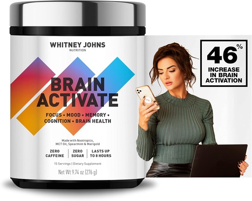 [BRSW2CYOAR4AKHLK] Whitney Johns - Brain Booster Supplement, Nootropic Focus, Brain Supplements for Memory & Focus, Reduce Brain Fog with Fast Acting Unique MCT C8 - Zero Sugar & Caffeine, 2 Tubs