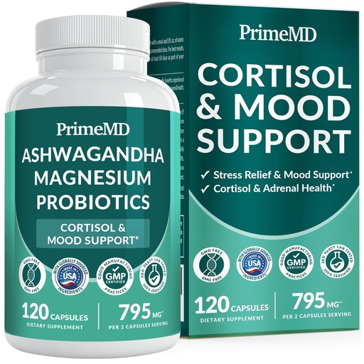 [BRSRAYYLDEIBUGT4] 5-in-1 Cortisol Supplement for Women and Men with Ashwagandha for Calmness, Focus, and Adrenal Support Supplements with Shilajit Extract, Magnesium Glycinate, Probiotics (120 ct) (Pack of 1)