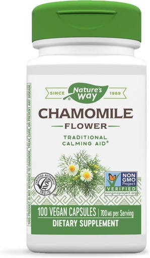 [BRSWIYT7CZ5AKE34] Nature's Way Chamomile Flower - 700 mg per 2-Capsule Serving- Traditional Calming Aid* - Herbal Supplement - Non-GMO Project Verified & Gluten Free - 100 Vegan Capsules