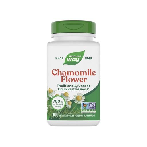 [BRSWIYT7CZ5AKE34] Nature's Way Chamomile Flower, Traditionally Used to Calm Restlessness*, 700 mg per 2-Capsule Serving, Non-GMO Project Verified, No Gluten, 100 Vegan Capsules (Packaging May Vary)