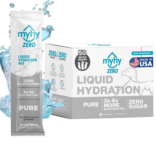 [BRSRMYD2BF7RAYL7] MyHy ZERO Liquid Hydration Packets, Sugar Free Electrolyte Drink Mix za podporo hidracije, Dehidracija Relief za potovanja, Nosečnost, Fitness, Bachelor & Bachelorette Party – Pure, 50 Count