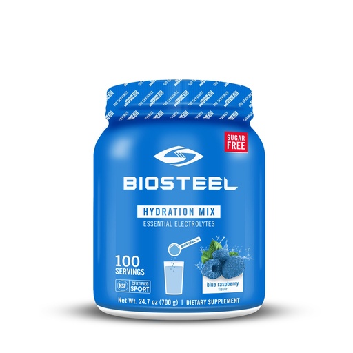 [BRSWYFQ7A5YBOFYV] BioSteel Zero Sugar Hydration Mix, Great Tasting Hydration with 5 Essential Electrolytes, Blue Raspberry Flavor, 100 Servings per Tub