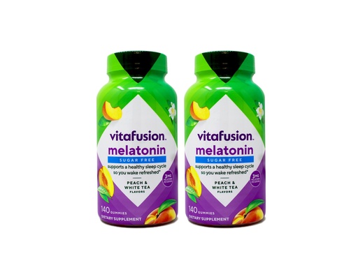 [BRSRAZIYBZ6RM23V] Vitafusion 3 mg Melatonin Gummy Supplement, Awake Refreshed, Sleep Support & Jet Lag Aid, Sugar-Free, Dietary Supplement, Natural White Tea & Peach Flavors, 140 Count (Pack of 2)