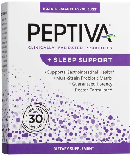 [BRSWGZYHBUBWE2AZ] Peptiva 26 Billion CFU Probiotic and Sleep Support - Clinically Validated Multi-Strain Probiotic - Lactobacillus and Bifidobacterium, Melatonin - 30 Count