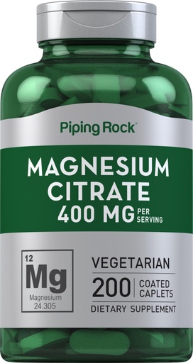 [BRSRMGD6AUOQOYLG] Piping Rock Magnesium Citrate | 400 mg | 200 Caplets | Vegetarian, Non-GMO, Gluten Free Supplement