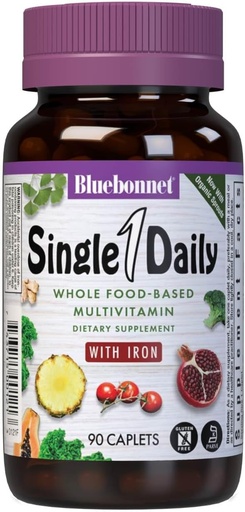[BRSWIHAHCF6QMHTG] BlueBonnet Super Earth Single Daily Multi-Nutrient Formula Iron Caplets, 90 Count Green