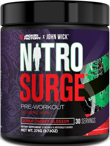 [BRSRAFANBZ5WEFIV] Jacked Factory X John Wick - Nitrosurge Wick Pre Workout Supplement - Intense Energy, Battle-Ready Focus, Unstoppable Commitment, and Sheer Will - 30 Servings, Osaka Cherry Blossom