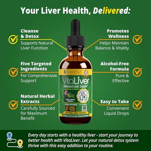 [BRSWGYACCUGREAI7] VitaLiver - Liver Health Supplement - Support Liver Cleanse & Detox - Liquid Delivery for Absorption - Milk Thistle, Artichoke, Chanca Piedra, Dandelion & More!