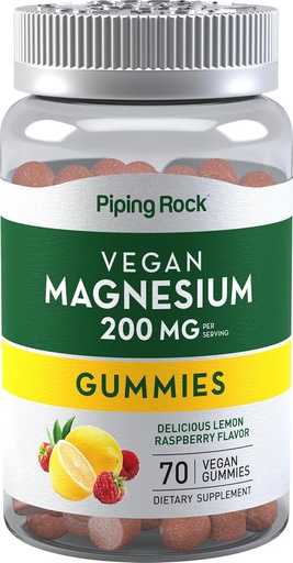 [BRSRMAIEBEHAKADU] Piping Rock maşın Citrate Gummies 200 mg / 70 Count | Vegan Formula | Limon Raspberry Flavor / Dietary Supplement / Vegetarian, Non-GMO, Gluten Pulsuz Free