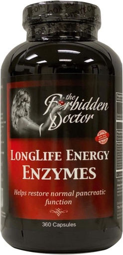 [BRSWKH32CJ7BQFIY] LongLife Energy Enzymes, 3mo Supply-Pancreatin 6X Strongest Enzyme Pancreas Digestive Support 100% Whole Food-No Synthetics, Trypsin 2500 USP, Chymotrypsin 1000 USP-PROBIOTICS-Turmeric-Herbs