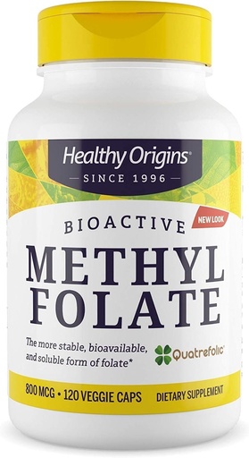 [BRSWKHYTPN7BQD3C] Zdravý původ Methyl Folate 800 mcg (Quatrefolic, Non- GMO, Bioavailable Folate, Gluten Free, Neurotransmiter Support), 120 Veggie Caps