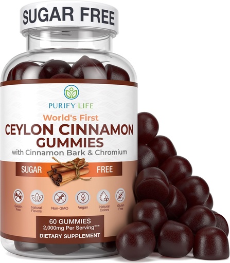 [BRSW2ZAFOANR6HLU] Sugar-Free Ceylon Cinnamon Gummies (2,000mg/Serving) – Vegan, Gluten-Free Herbal Cinnamon Supplement – Replace Cinnamon Capsules, Pills & Powders, 7-Keto – 60 Chews