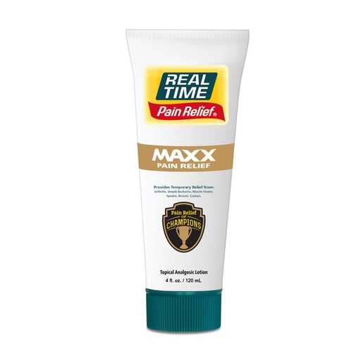 [BRSWKHQLB4JQICT6] Real Time Pain Relief MAXX 4oz Tube | 18 Natural Ingredients: Arnica, Menthol & Peppermint | Maximum Strength Muscle Pain Relief Lotion for Arthritis, Hands, Ankles, Back, Shoulders, Knees & Joints