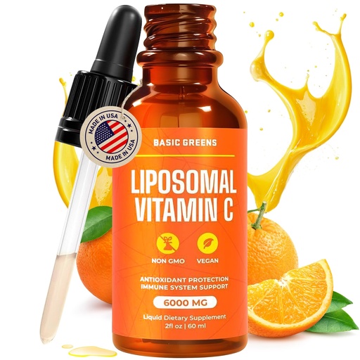 [BRSRAGAHOIPBMCL2] Liposomal Vitamin C Liquid 6000mg – High Absorption Liquid C Supplement for Immune Support, Antioxidant & Skin Health – Non-GMO, Vegan, Gentle Formula – 2 fl oz
