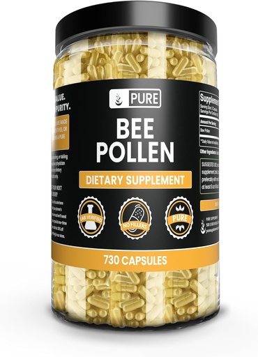 [BRSROFQBB4MBSELO] PURE ORIGINAL INGREDIENTS Bienen Pollen, kein Magnesium oder Reisfüller, Immer rein, Lab verifiziert (730 Kapseln)