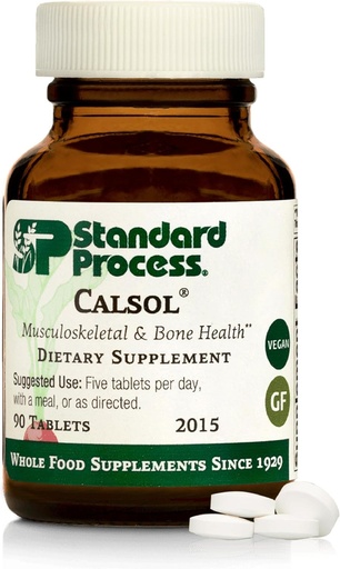 [BRSWIYT7BIABA3L4] Standard Process Calsol - Muskuloskeletální a kostní doplněk - Skeleton Nutrition Supplement with Calcium & Fosforus - AIDS Nervový systém & Soft Tissue - Vegan & Gluten- Free - 90 Tablet