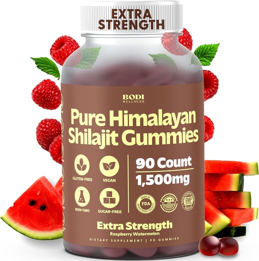 [BRSRA2Q3BAPBAAA4] Pure Himalayan Shilajit Gummies 1500mg - 90 Vegan, Sugar-Free Gummies with 85+ Trace Minerals & Fulvic Acid, Non-GMO Shilajit Supplement for Men & Women