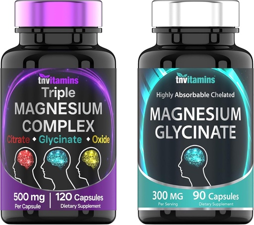 [BRSRAHT6BUORG3TU] Triple Magnesium Complex 500mg (120 Capsules) & Magnesium Glycinate 300mg (90 Capsules)