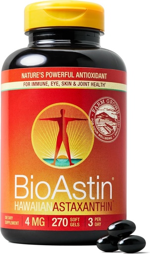 [BRSWIGYOOUMRYGQ3] Nutrex Hawaii BioAstin Hawaiian Astaxanthin - 4mg, 270 Softgels - Farm-Direct Premium Antioxidant Supplement to Support Eye, Skin, Joint & Immune System Health -Non-GMO & Gluten-Free