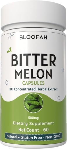 [BRSROCA2AEFQG3IZ] Bitter Melon Fruit Capsules 500mg | Momordica charantia | 10:1 Extract | Pure & Potent Herbal Supplement | Non-GMO, Gluten-Free GMP-Certified Sustainably Sourced (60 Count (Pack of 1))