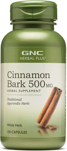 [BRSWKHDYBV6AM3A4] GNC Herbal Plus Cinnamon Bark 500mg Supplement, Traditional Ayurvedic Herb, 100 Servings