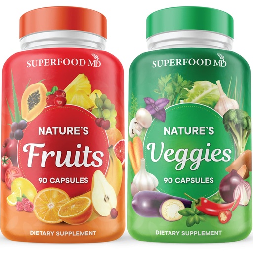 [BRSRMZDYDEFBQDLZ] Superfood MD Fruits & Veggies Supplement - Whole Food Natural Superfoods - with Beta Carotene - Soy Free- 90 Count (Pack of 2)