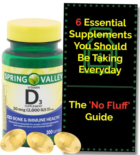 [BRSWYYI3AR7R4YDP] Vitamin D3 2000iu Softgels (50 mcg) (200 Count - 6+ Month Supply) Bone & Immune Health from Spring Valley. + 'No Fluff' Supplement Guide