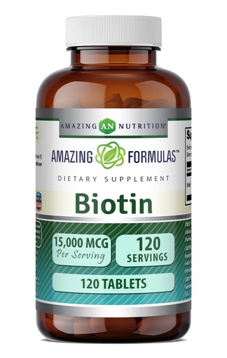 [BRSRMCQYBAMR6FDF] Amazing Formulas Biotin Supplement | 15000 Mcg Per Serving | 120 Tablets | Non-GMO | Gluten Free | Made in USA