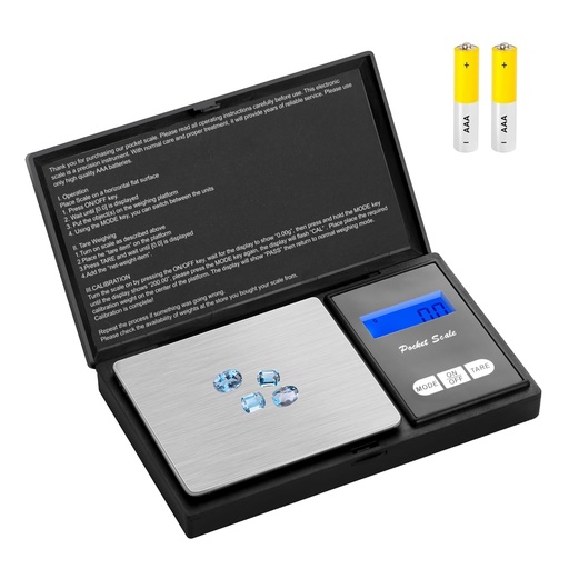 [BRSRAGQNAUGQI33B] Smart Weigh Digital Pocket Gram Scale, 200g x 0.01g, Jewelry, Food, Medicine Scale, Battery Included
