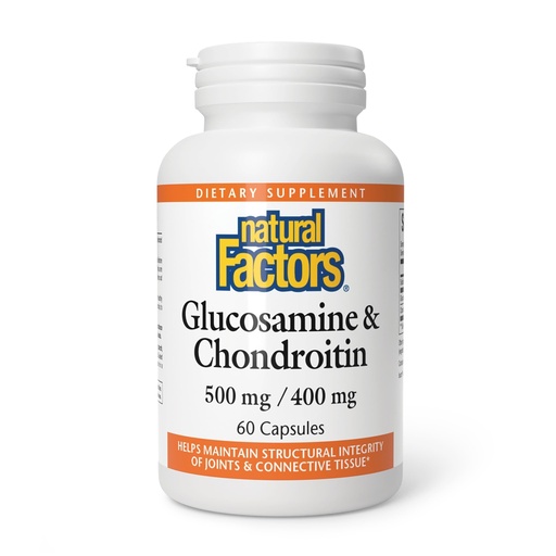 [BRSWGYACPJYRSDLL] Natural Factors Glucosamine & Chondroitin - Supports Healthy Joints & Connective Tissue - Non-GMO & Gluten-Free - 60 Capsules (20 Servings)
