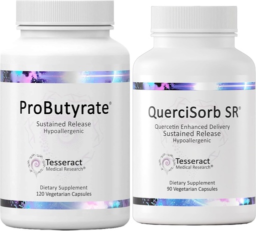 [BRSRAGIQCFYGKFL7] Tesseract Gut & Immune Support Bundle – ProButyrate 600mg & QuerciSorb SR Quercetin 400mg, 120 + 90 Capsules, Gastrointestinal & Immune Health, Hypoallergenic