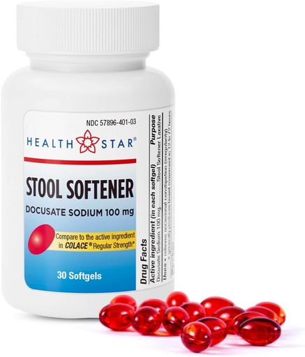 [BRSRMC32AQCB4AD5] GeriCare Stool Softener Docusate Sodium 100 mg, Laxative, 30 Count (Pack of 1)