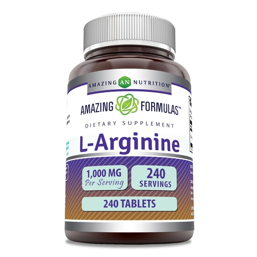[BRSWG2T7CAPGYFLB] Amazing Formulas L-Arginine 1000mg Tablets | Amino Acid Supplement for Women & Men | Non-GMO | Gluten Free | Made in USA (240 Count)