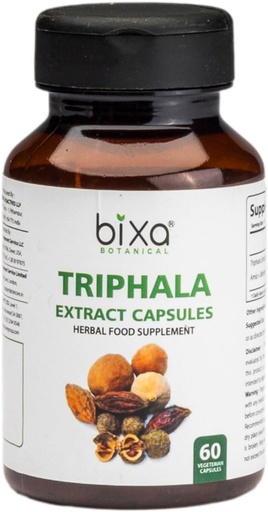 [BRSWEBA6DFYBAC3G] bixa BOTANICAL Ayurvedic Natural Herbal Supplement Triphala Extract Capsule for Healthy Digestion & Absorption of Nutrients (Amla + Haritaki + Bibhitak) (60 Count (Pack of 1))