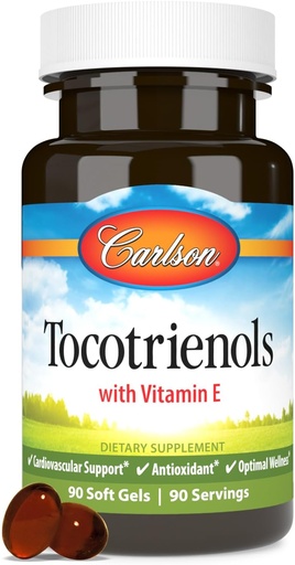 [BRSWECQ2BEFGCDTF] Carlson - Tocotrienols, 40 mg, with Natural-Source Vitamin E, Gamma, Alpha, Delta, Beta, Sustainably Sourced, 90 Softgels