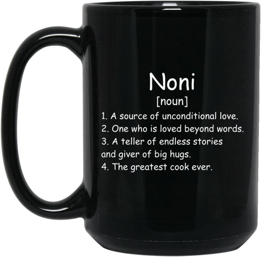 [BRSROZQPCQGQA3LF] Noni Noun Coffee Mug (Negro) - Noni Definition Mug - Regalo para Noni - Regalos de cumpleaños para Noni - Regalos de Noni - Regalos de día de las madres - Regalos de Navidad 15oz