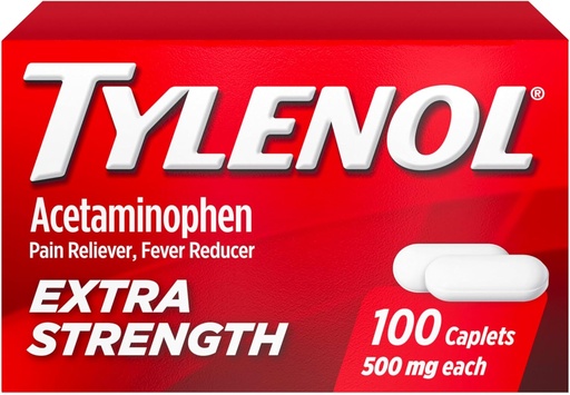 [BRSWKGD3O4HRSEDI] Tylenol Extra Strength Pain Relief Pills, Acetaminophen 500mg Caplets, Pain Reliever and Fever Reducer Medicine for Headache, Backache, Toothache & Minor Arthritis, 100 Count Bottle