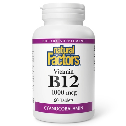 [BRSWIYT3PMMWAYD2] Natural Factors, Vitamin B12 Cyanocobalamin 1000 mcg, Supports Energy and Red Blood Cell Production, 60 tablets (60 servings)