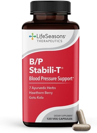 [BRSWI2QCCMJRQGA3] LifeSeasons B / P Stabili- T - Dukungan Tekanan Darah - Tambahan untuk Hati & Sirkulasi Sehat - Ashwagandha, Arjuna, Gungu Kola & Hawthorn Berry - 120 Capsules