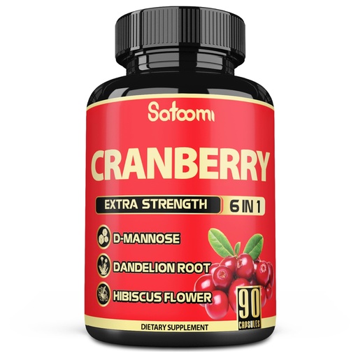 [BRSRAYINC57B6F33] Satoomi 6in1 Cranberry Pills for Women - 3-Month Supply - 6 Herbal Ingredients Extract - 90 Veggie Capsules