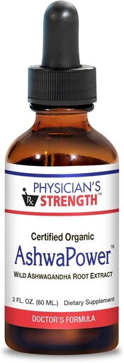 [BRSRMFA3CADWEDLG] Physician's Strength AshwaPower - 2 fl oz - Wild Ashwagandha Root Extract - Supports Overall Health & Energy - 86 Servings