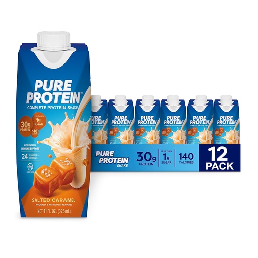 [BRSW2FL6OIFRS2TD] Rent protein saltad karamell skaka, redo att dricka och Keto-vänligt, vitamin A, C, D och E Plus Zink för att stödja immunhälsa, 11 Oz, 12 greve