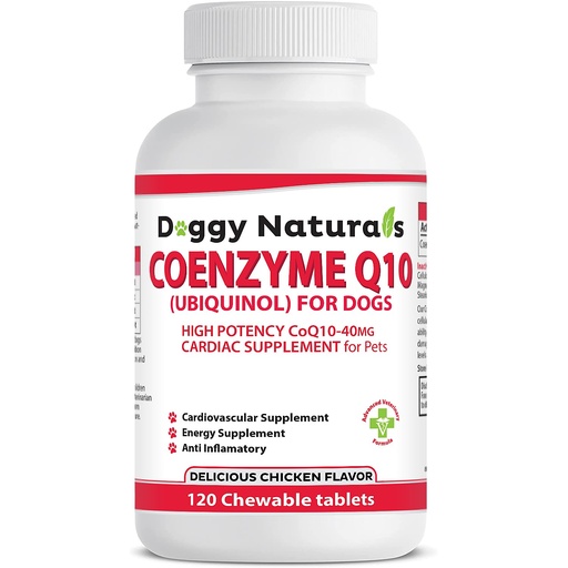 [BRSROEANBEFRYCYZ] Coenzyme Q10 High Potency COQ10-40mg UBIQUINOL for Dogs (120 Tabs) Made in U.S.A. CoQ10 for Dogs