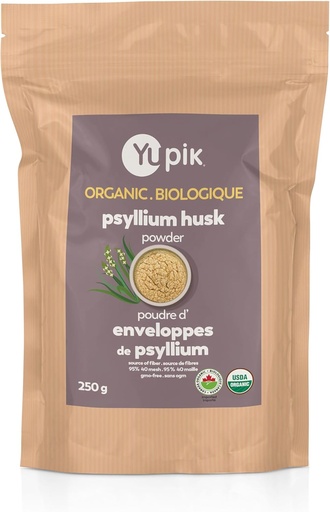 [BRSWGBQ6CENB6D3D] Yupik Organic Pyllium Husk Powder 8.8oz, 95% Czystość, Fiber rozpuszczalny, USDA Certified, Non-GMO, Wegan, Gluten- Free, Unflavared, Plant- Based, Gruba roztoczony Husk do pieczenia i żywienia zdrowia