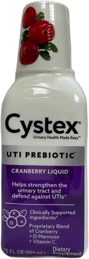 [BRSWKGYIBJ6QC2LU] Cystex UTI Prebiotic Cranberry Liquid, Urinary Tract Support with D-Mannose, Vitamin C, and Bromelain, 7,6 FL OZ (Pack of 6)